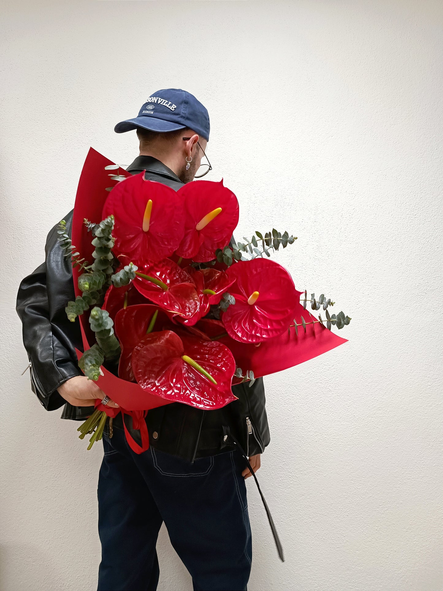 MONO OF RED ANTHURIUMS