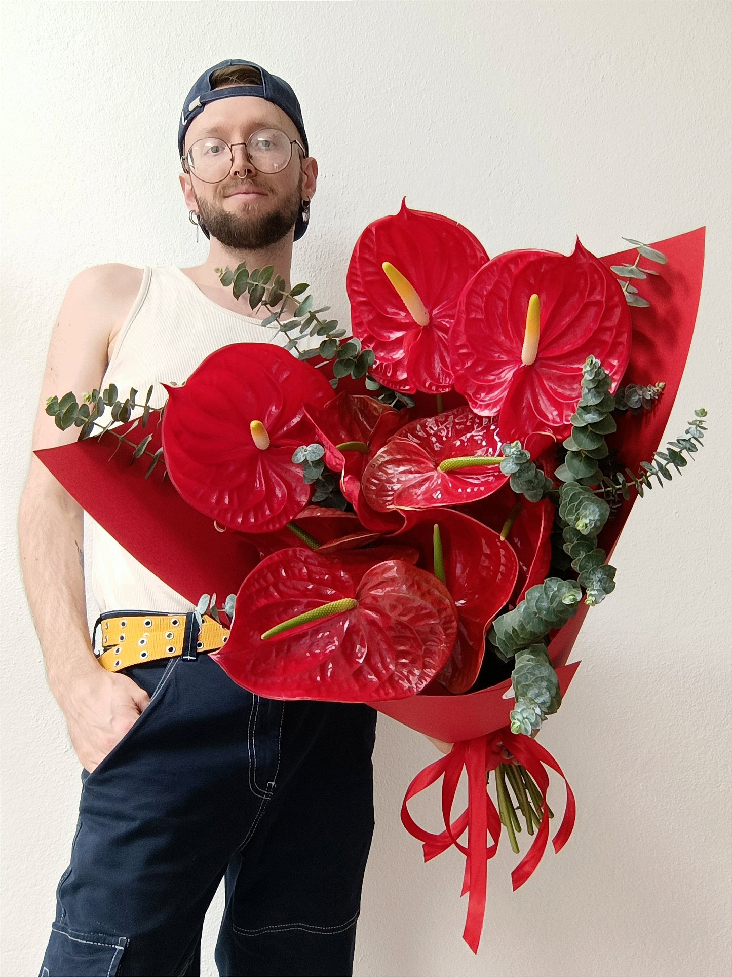 MONO OF RED ANTHURIUMS
