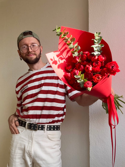 MONO OF RED RANUNCULUSES