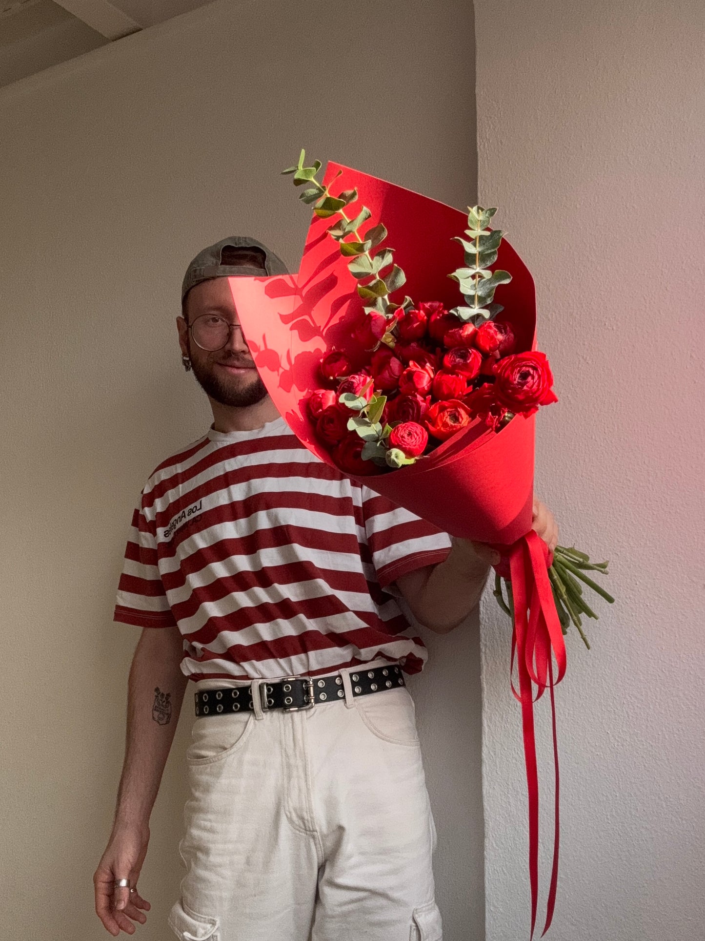 MONO OF RED RANUNCULUSES