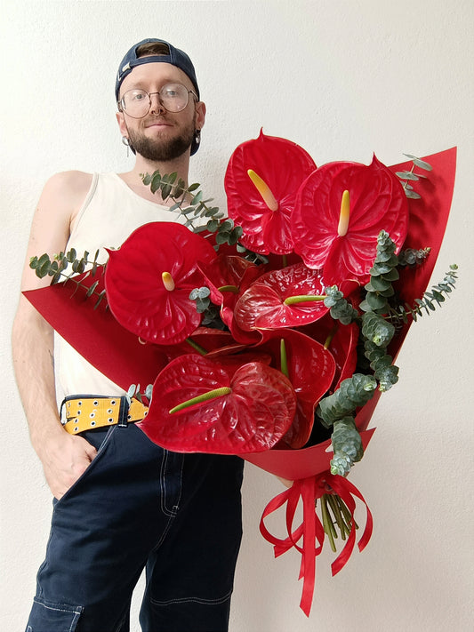MONO OF RED ANTHURIUMS